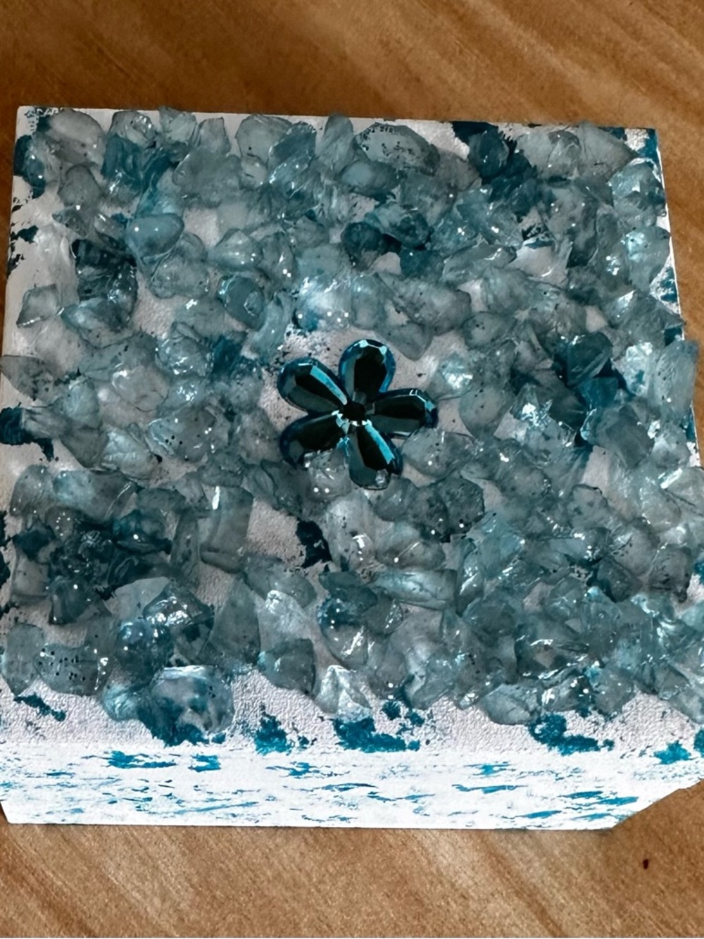 Hand Crafted blue Decorative Accent trinket box